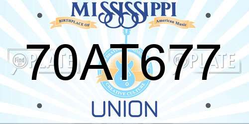 70AT677 Mississippi License Plate
