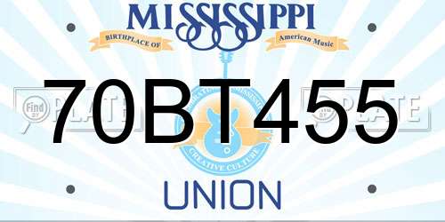 70BT455 Mississippi License Plate
