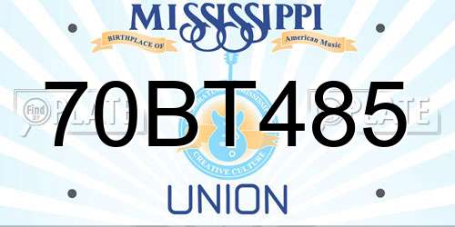 70BT485 Mississippi License Plate