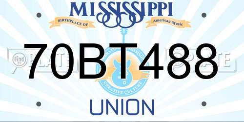 70BT488 Mississippi License Plate
