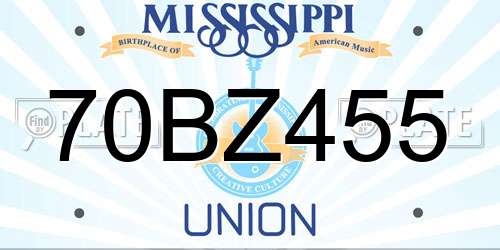 70BZ455 Mississippi License Plate