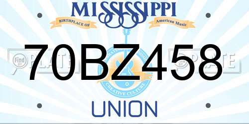 70BZ458 Mississippi License Plate