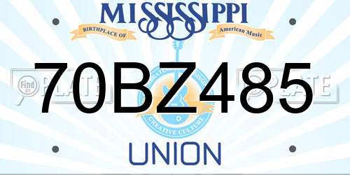 70BZ485 Mississippi License Plate