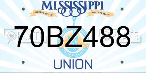 70BZ488 Mississippi License Plate