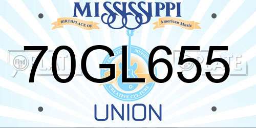 70GL655 Mississippi License Plate