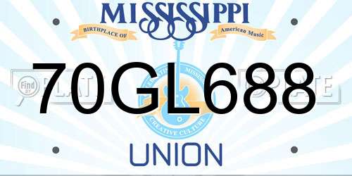 70GL688 Mississippi License Plate