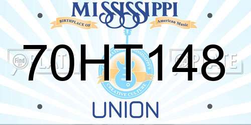 70HT148 Mississippi License Plate