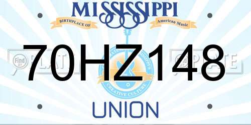 70HZ148 Mississippi License Plate