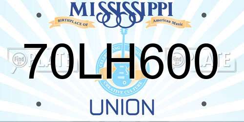 70LH600 Mississippi License Plate