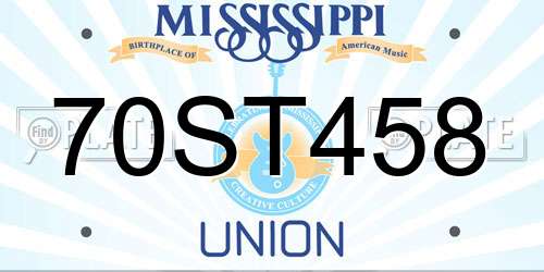 70ST458 Mississippi License Plate