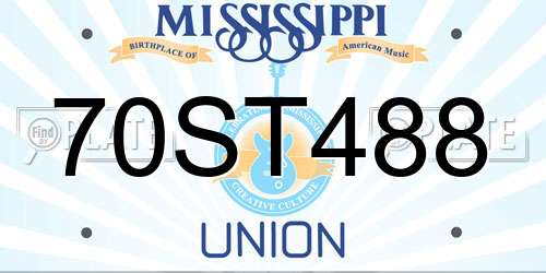 70ST488 Mississippi License Plate