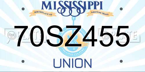 70SZ455 Mississippi License Plate