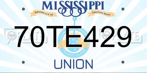 70TE429 Mississippi License Plate