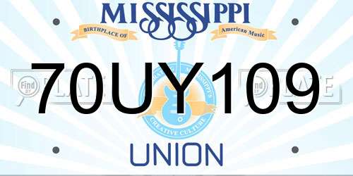 70UY109 Mississippi License Plate