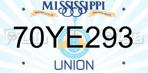 70YE293 Mississippi License Plate