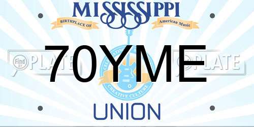 70YME Mississippi License Plate