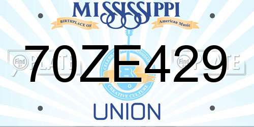 70ZE429 Mississippi License Plate