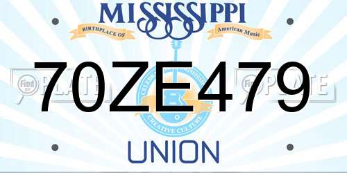 70ZE479 Mississippi License Plate