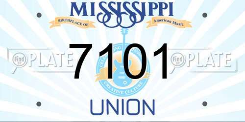 7101 Mississippi License Plate
