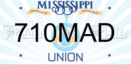 710MAD Mississippi License Plate