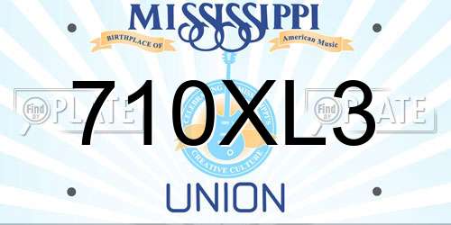 710XL3 Mississippi License Plate