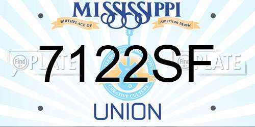 7122SF Mississippi License Plate