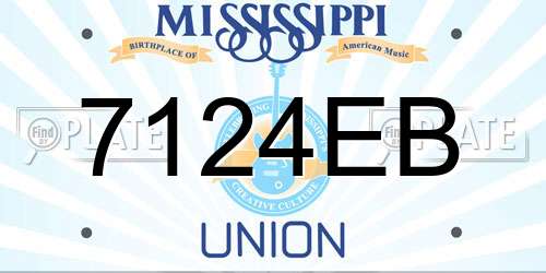 7124EB Mississippi License Plate