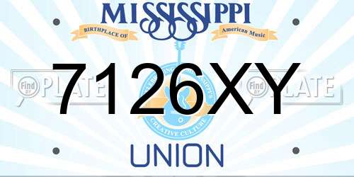 7126XY Mississippi License Plate