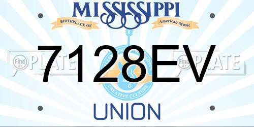 7128EV Mississippi License Plate