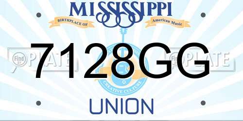 7128GG Mississippi License Plate
