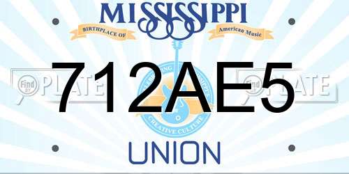 712AE5 Mississippi License Plate