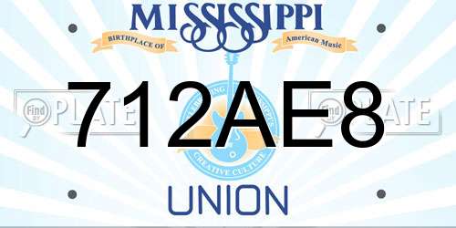 712AE8 Mississippi License Plate