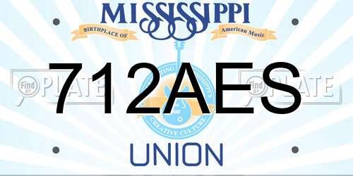 712AES Mississippi License Plate