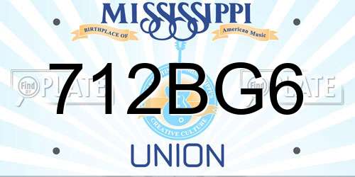 712BG6 Mississippi License Plate