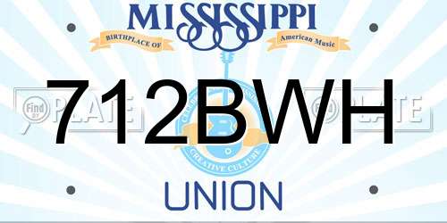 712BWH Mississippi License Plate