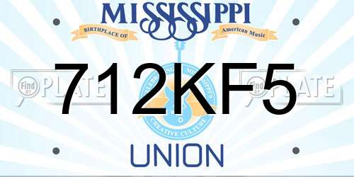 712KF5 Mississippi License Plate