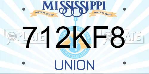 712KF8 Mississippi License Plate