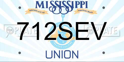 712SEV Mississippi License Plate