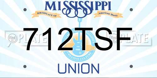 712TSF Mississippi License Plate