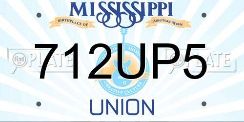 712UP5 Mississippi License Plate