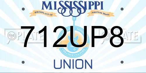 712UP8 Mississippi License Plate