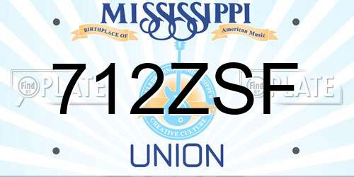 712ZSF Mississippi License Plate
