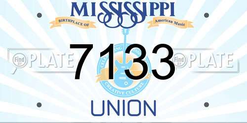 7133 Mississippi License Plate