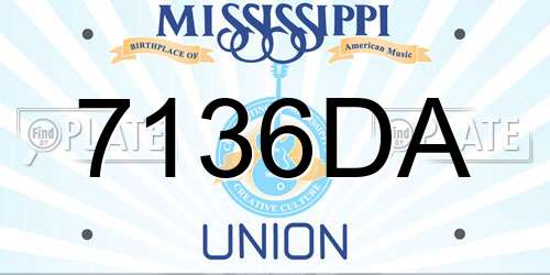 7136DA Mississippi License Plate