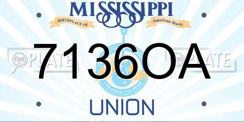 7136OA Mississippi License Plate