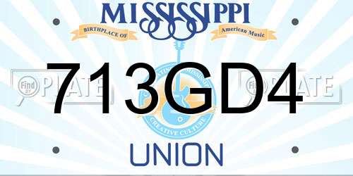 713GD4 Mississippi License Plate