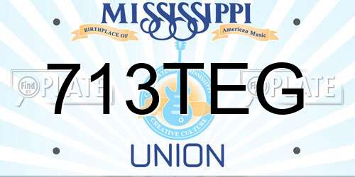 713TEG Mississippi License Plate