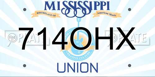 714OHX Mississippi License Plate