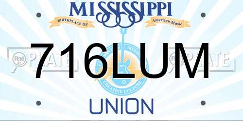 716LUM Mississippi License Plate