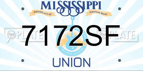 7172SF Mississippi License Plate